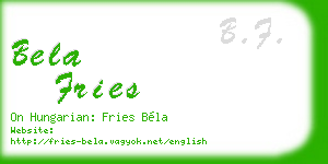 bela fries business card